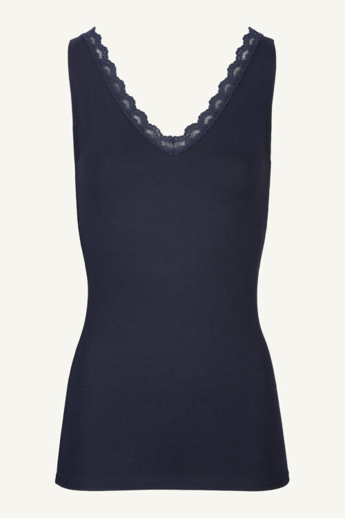 Lace Singlet - navy
