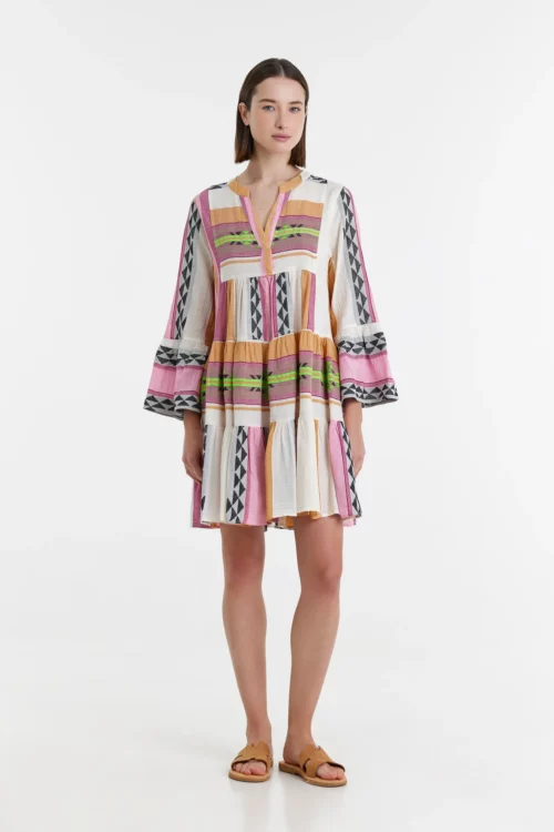 Ella Short Dress Green/Pink