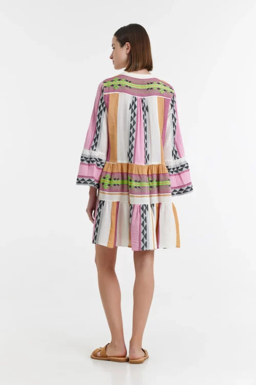 Ella Short Dress Green/Pink