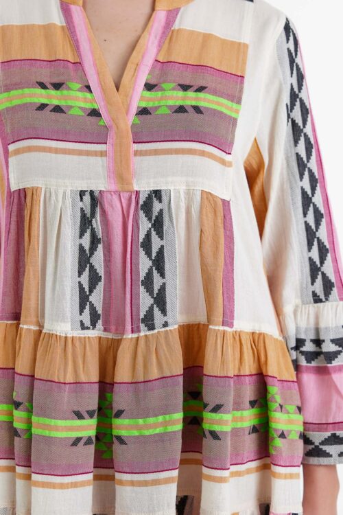 Ella Short Dress Green/Pink